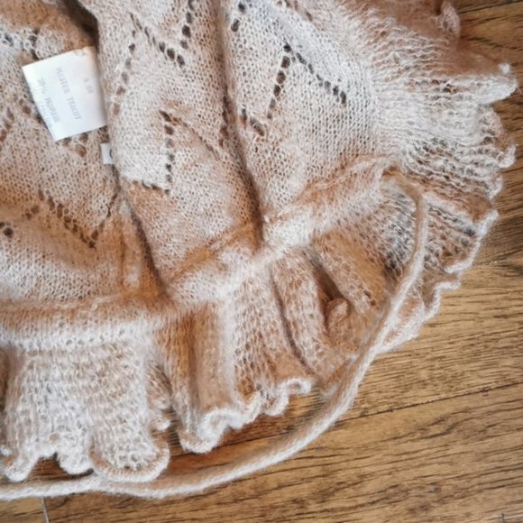 Vintage 70s Short Sleeve Light Weight Heathered Camel Cardigan Sweater S - Picture 5 of 8